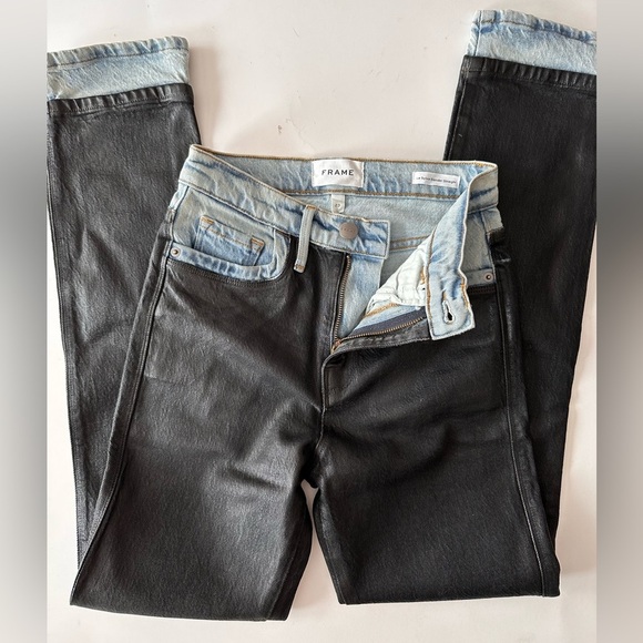 FRAME Le Sylvie Ultra‎ High Rise Coated Combo Jeans Slender Straight leg size 23 - Picture 5 of 5